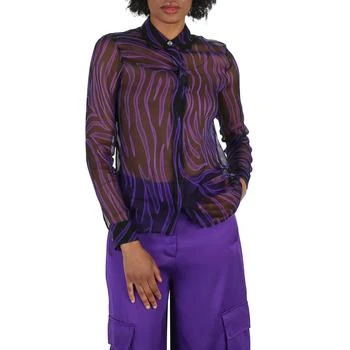 Versace | Ladies Allover Long-Sleeve Sheer Silk Shirt