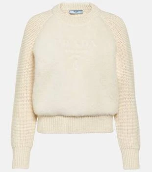Prada | Shearling-trimmed alpaca sweater