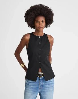 Madewell Crewneck Cutaway Vest in Drapey Twill