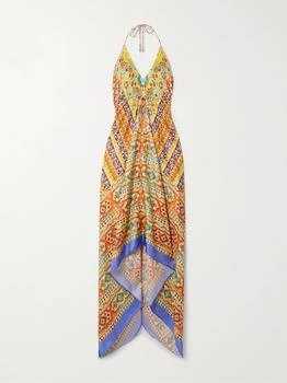 ETRO | Asymmetric Floral-print Silk-twill Halterneck Dress
