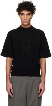 Jil Sander | Black Pointelle Short Sleeve Sweater