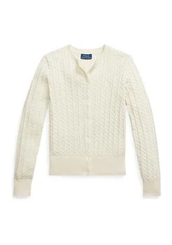 Ralph Lauren Girls 7-16 Metallic Cable Cotton Blend Cardigan