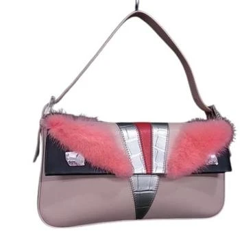 Fendi | pink Leather Fur Handbag Shoulder Bag (Pre-Owned)