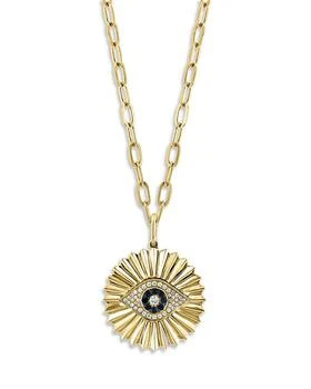 Bloomingdale's | Blue Sapphire & Diamond Evil Eye Pendant Necklace in 14K Yellow Gold, 18"