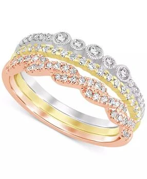 Macy
s | Diamond 3-Pc. Set Stacking Bands (1/2 ct. t.w.) in 14k Tricolor Gold