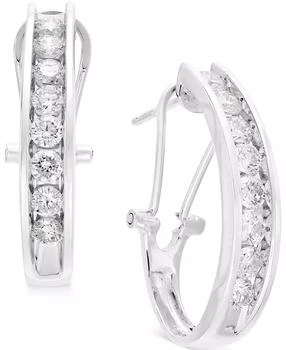 Macy's | Diamond J Hoop Earrings (1 ct. t.w.) in 10k White or Yellow Gold