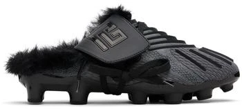 Balmain | Black Half Time Faux Fur-Lined Mule Slip-on Loafers