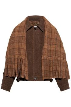 Burberry | Burberry Detachable Checked Fringed Scarf Jacket
