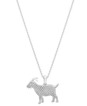 Macy's | Diamond G.O.A.T. Pendant 18" Necklace (1/6 ct. t.w.) in 10k White Gold, Exclusively at Macy's