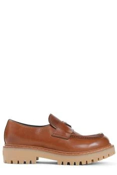 Prada | Prada Logo Plaque Round Toe Loafers