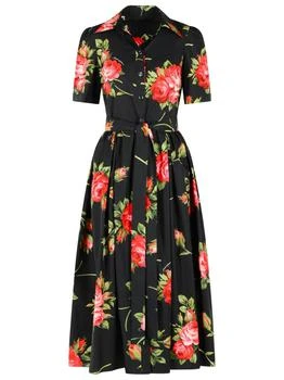 Dolce & Gabbana | Dolce & Gabbana Rose Bouquet-Printed Poplin Shirt Dress