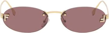 Fendi | Gold 'Fendi First' Crystal Sunglasses