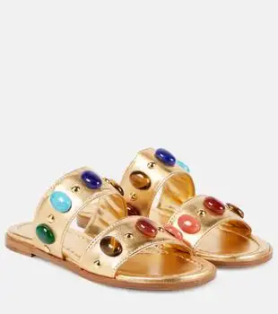 Gianvito Rossi | Shanti embellished metallic leather sandals