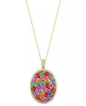 Effy | EFFY® Multi-Gemstone (5-7/8 ct. t.w.) & Diamond (1/2 ct. t.w.) 18" Pendant Necklace in 14k Gold