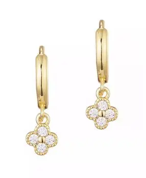 ADORNIA Cubic Zirconia Extra Mini Clover Dangle Huggie Earrings