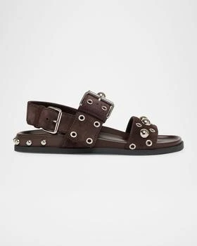Valentino | Nellcote Studded Ankle-Strap Suede Sandals