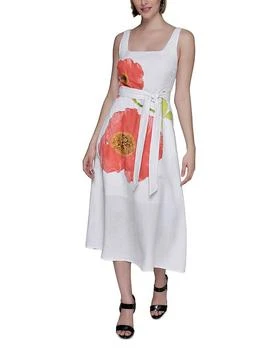 Placed Floral Print Dress
