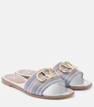 Valentino | VLogo metallic leather slides