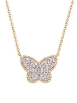 Effy | 14K Yellow Gold 
0.24 TCW Diamond Butterfly Pendant Necklace/17”