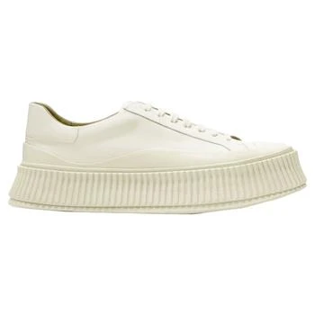 Jil Sander | light beige leather chunky rubber platform sole sneaker