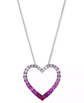 Le Vian | Ombré® Pink Sapphire (1 ct. t.w.) & White Sapphire (1/10 ct. t.w.) Open Heart Pendant Necklace in 14k White Gold, 18" + 2" extender