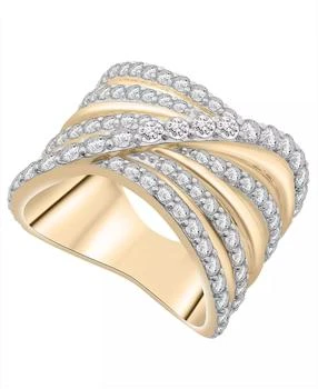 Macy's | Diamond  Criss Cross Band (2 ct. t.w.) in 14K Yellow Gold, Exclusive
