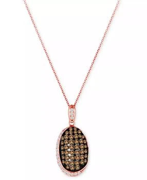 Le Vian | Chocolate Diamond (1-1/4 ct. t.w.) & Vanilla Diamond (1/5 ct. t.w.) Halo Cluster 18" Pendant Necklace in 14k Rose Gold