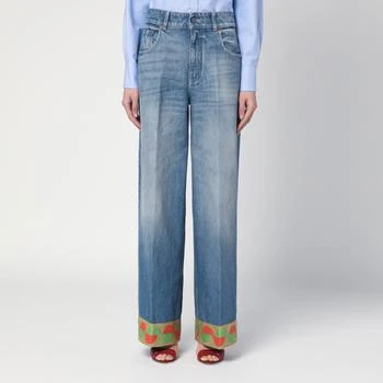 Valentino | Blue washed jeans with jacquard bottoms