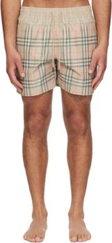 Burberry | Beige Gradient Check Swim Shorts