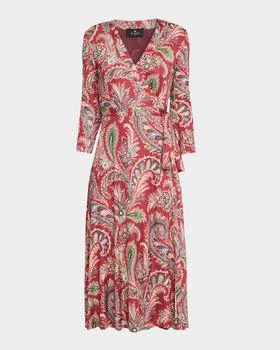 ETRO | Paisley-Print Bracelet-Sleeve Wrap Midi Dress