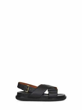 MARNI | Black calfskin Fussbett sandals | Women | 36
