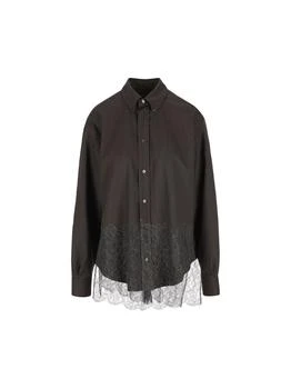 Fendi | Fendi Long Sleeved Pinstriped Lace Shirt
