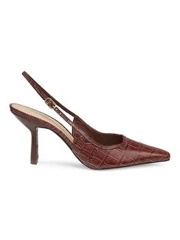 Croc-Embossed Leather Slingback Pumps