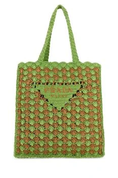 Prada | Prada Two-Toned Crochet Shopping Bag