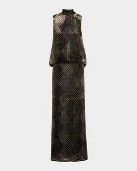 Dries Van Noten | Debo Mock-Neck Draped Velvet Maxi Dress