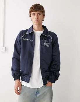 New Era LA dodgers varsity bomber jacket in navy satin