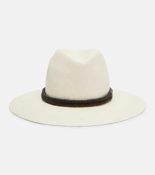 Brunello Cucinelli | Monili leather-trimmed straw fedora