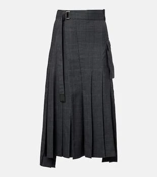 Sacai | Prince of Wales check wool midi skirt
