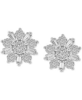 Macy's | Diamond Flower Earrings (3/4 ct. t.w) in 14k White Gold