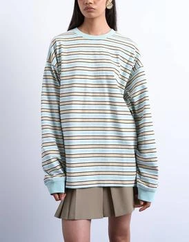 Topshop stripe long sleeve slouchy skater tee in beige