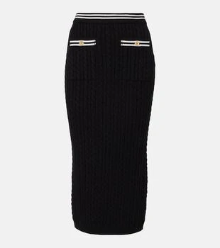 Cable-knit cotton midi skirt