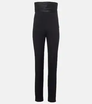 Khaite | Lenro satin-trimmed high-rise slim pants