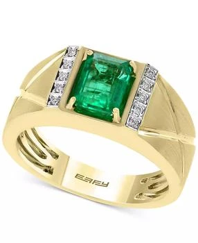 Effy | EFFY® Men
s Emerald (1-3/8 ct. t.w.) and Diamond Accent Ring in 14k Gold