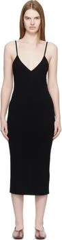 Jil Sander | Black Merino Wool Fine Rib Midi Dress