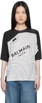 Balmain | Black & White Loose Optical Illusion Print T-shirt