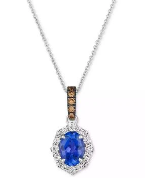 Le Vian | Tanzanite (1 ct. t.w.) & Diamond (1/3 ct. t.w.) Halo Pendant Necklace in 14k White Gold, 19"