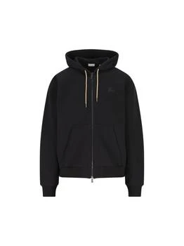 Burberry | Burberry Checked Zip-Up Drawstring Hoodie