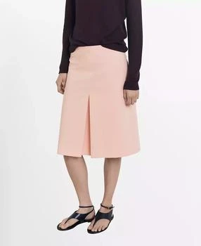 Women's Pleat Detail Cotton Midi Skirt