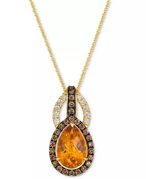 Le Vian | Cinnamon Citrine (2-3/4 ct. t.w.) & Diamond (5/8 ct. t.w.) Double Teardrop Pendant Necklace in 14k Gold, 18" + 2" extender