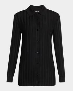 Tom Ford | Ribbed Collared Long Cardigan